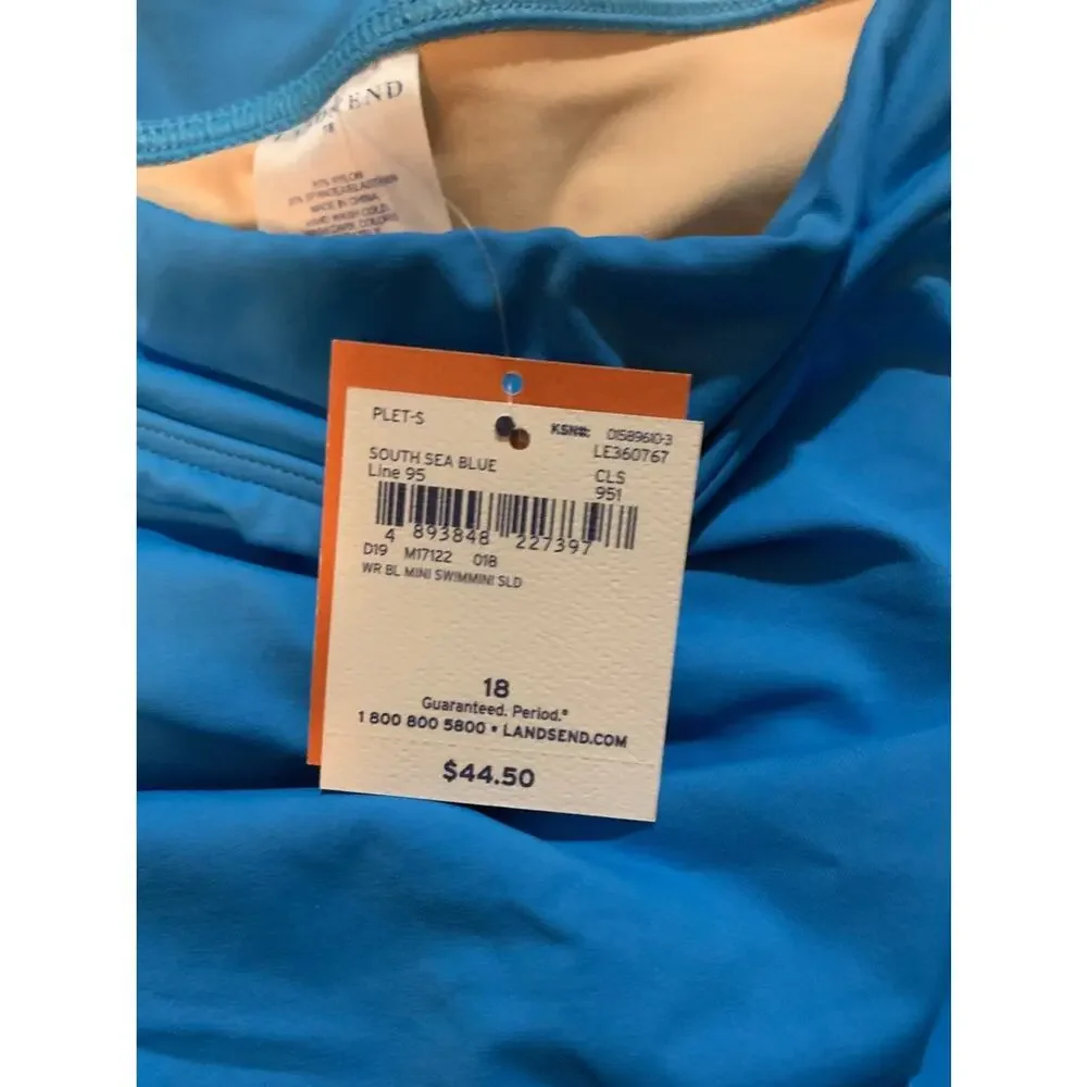 NWT Lands' End Bathing Suit Swim Skort Bottom Size 18 Blue
